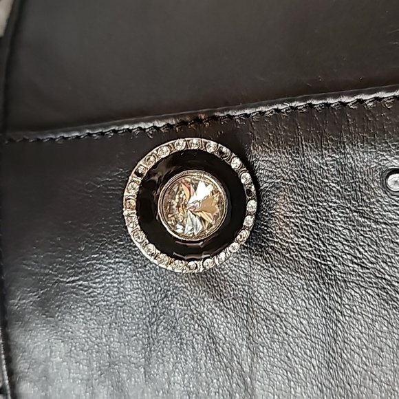 NWT YING DAK RHINESTONE 100% BLACK LEATHER LINED MAXI SKIRT - Picture 2 of 16